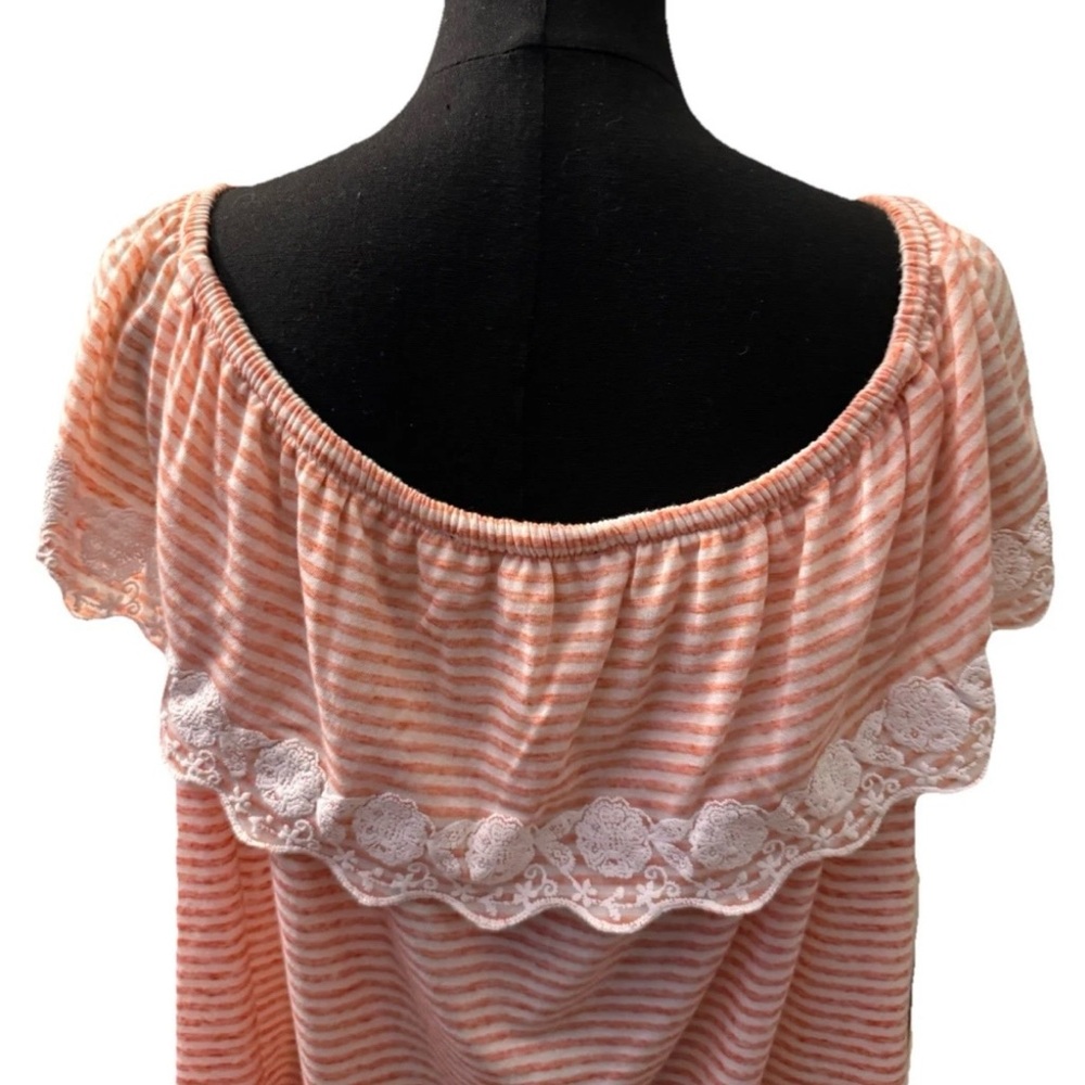 Tommy Hilfiger Short Sleeve Orange & White Embroidered Blouse, Size 2X - Picture 10 of 13